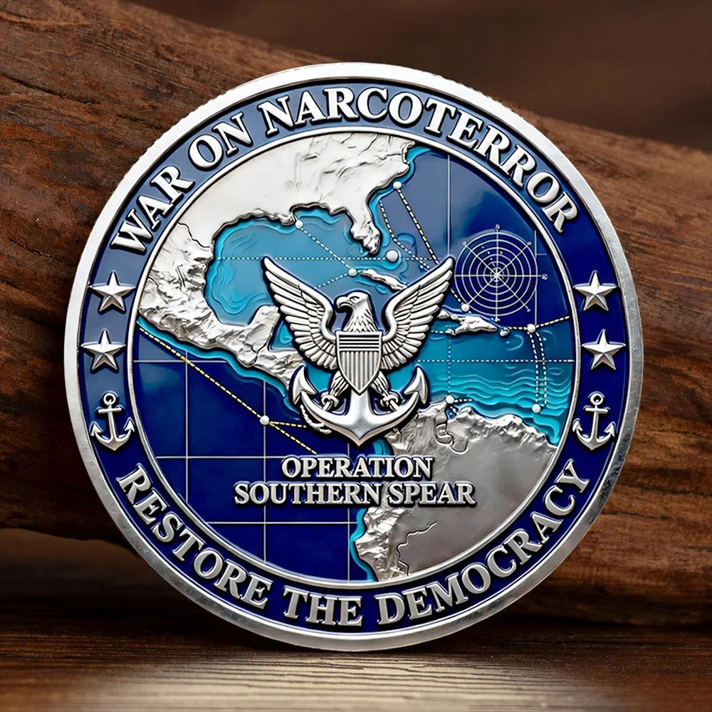 Venezuela.2026 U.S Military Strike Silvery Plated Collection Coin War on Narcoterror Souvenir Coin