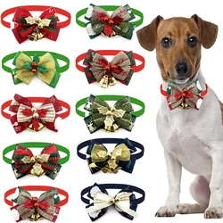 50pcs Pet Dog Bowties Christmas Small Dog Bowties with Bell for Cute Small Dog Cats Fashion Pet Dog Cat Grooming Accessories