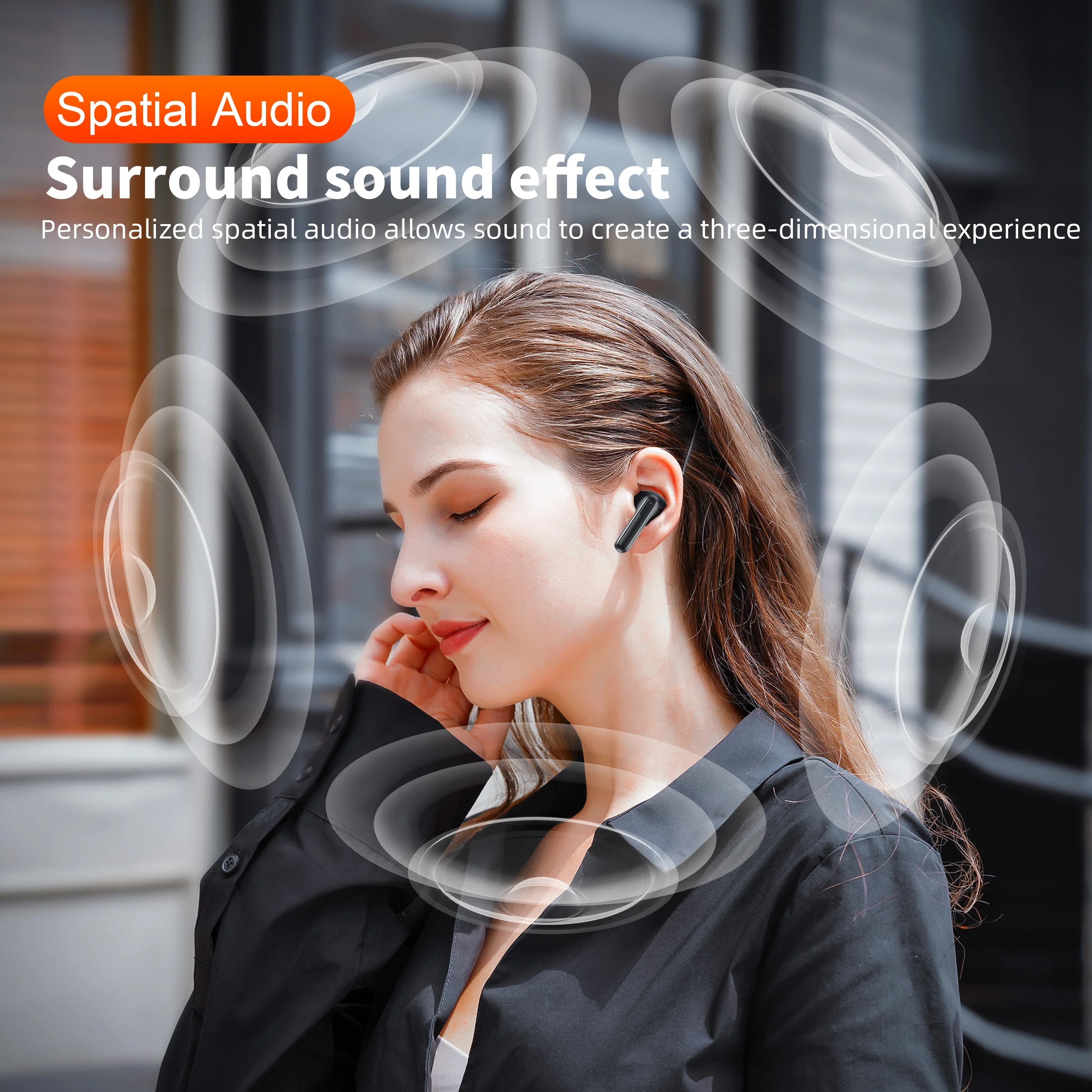 Wireless Headphones,QERE E50,NEW TWS Bluetooth 5.3,HD Microphone,HIFI Earphones,13mm Driver,Display screen+touch,4 Mics+ENC Call