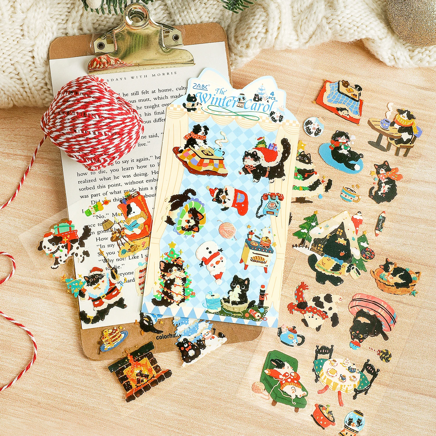 Journal GO 4pcs Cute Meow Stickers for Scrapbook Collage Junk Journal Decoration Lovely Cats Greeting Card Album Planner Sticker
