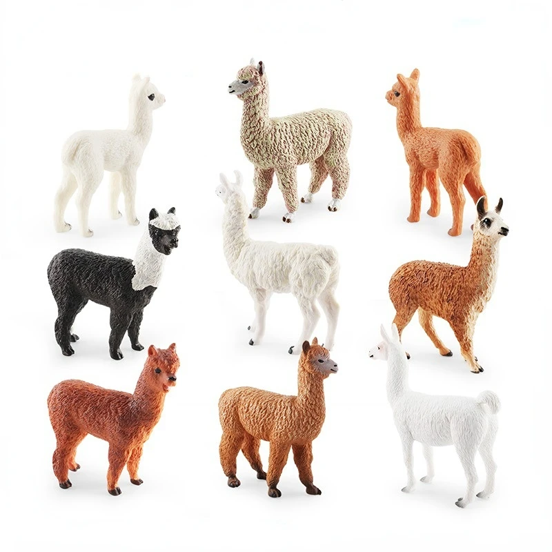 Wild Animal Alpaca Miniatures Solid Simulation Model Figures Home Decor Zoo Education Toy Collection Ornaments Kids Gifts