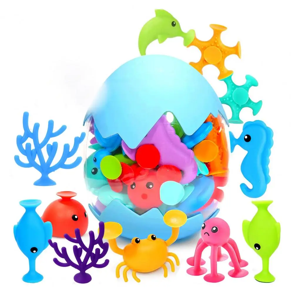 Cozy Touch 1 Set Interesting Boys Girls Animal Sucker Puppet Toys Multicolor Suction Cup Toys Soft Puppet   Boys Girls Gift