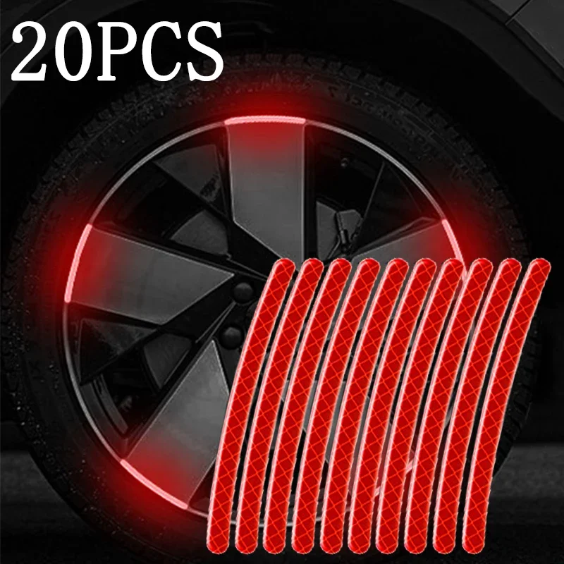 

20Pcs Colorful Car Motorcycle Wheel Hub Reflective Strips Stickers Car Styling Decal Sticker Auto Moto Decor Decals Accessories