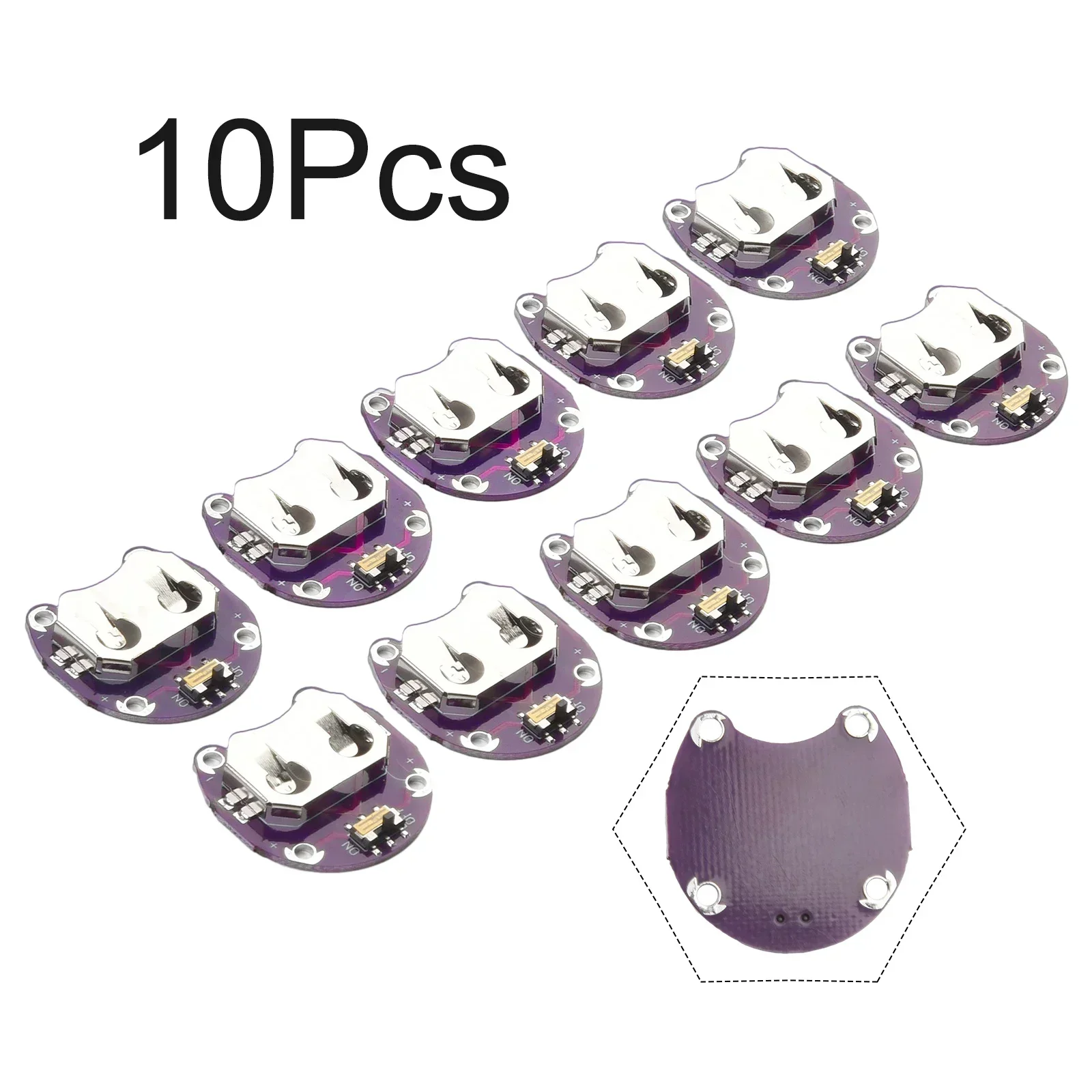 For CR2032 Battery Holder Slide Switch 10PCS 29x30mm Cell Battery Holder Module High Speed Steel Part High Quality