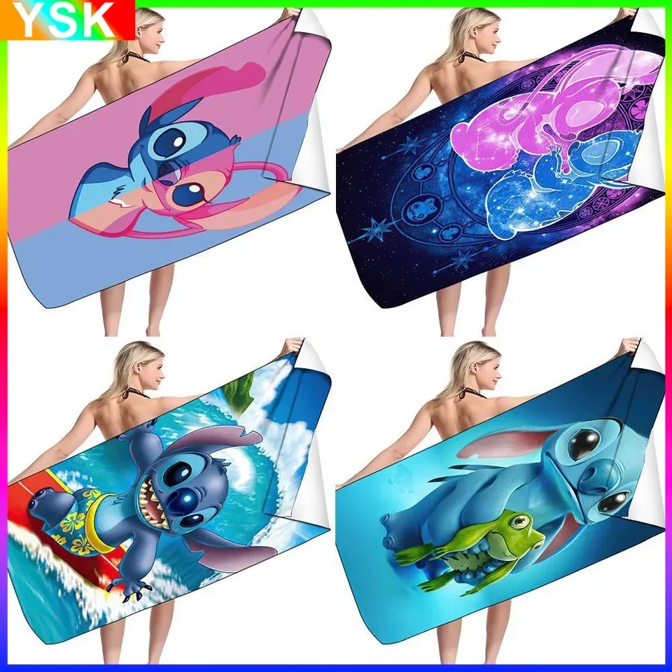 

MINISO Disney Stitch Swimming Bath Towel Blue Wrapable Bath Towel for Bathing Absorbent Cartoon Beach Towel