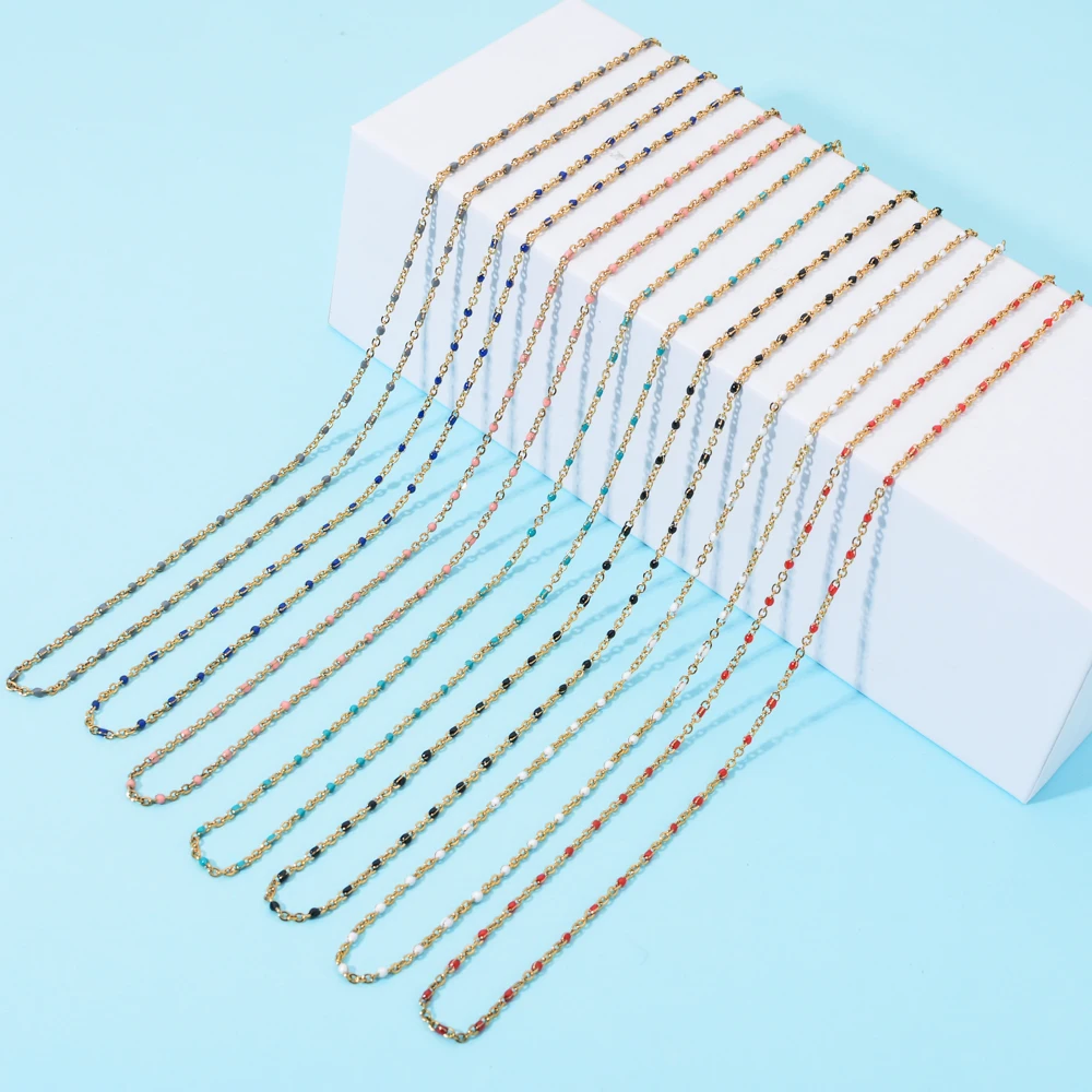 Bohême mode acier inoxydable chaîne faite à la main coloré dégoulinant huile collier pour femmes collier chaîne bijoux accessoires cadeaux