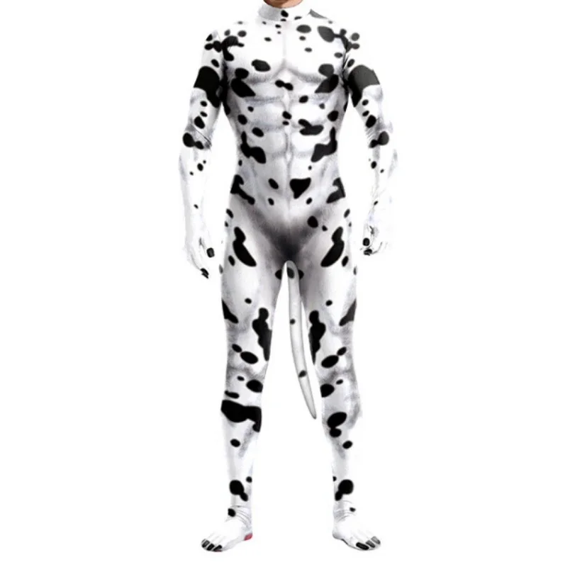 

Men Women 3D Printed Animal Cosplay Costumes Halloween Carnival Bodysuit with Tail Crotch Zipper Jumpsuits Catsuit Zentai Suits
