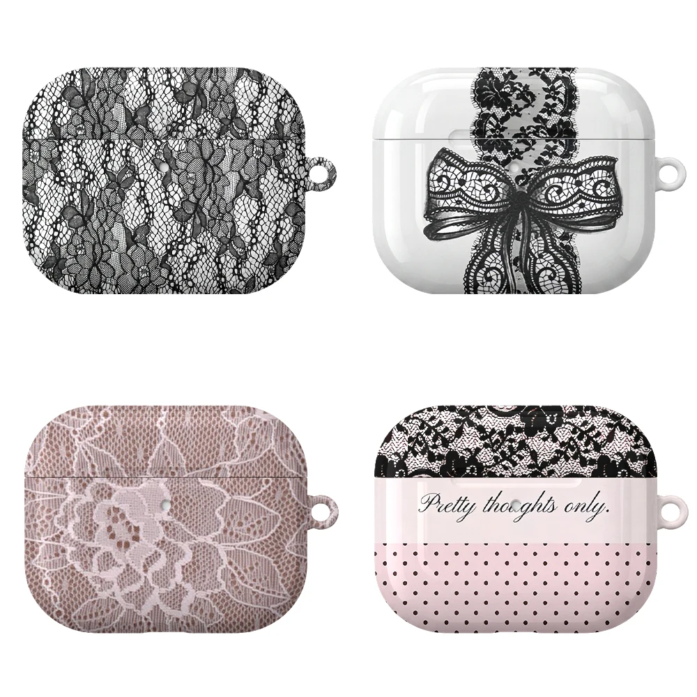 ChiVintage Lace Print Case Suitable for AirPods4 Pro3 Pro Hard Glossy Protective Case,Holiday Gifts for Friends Family