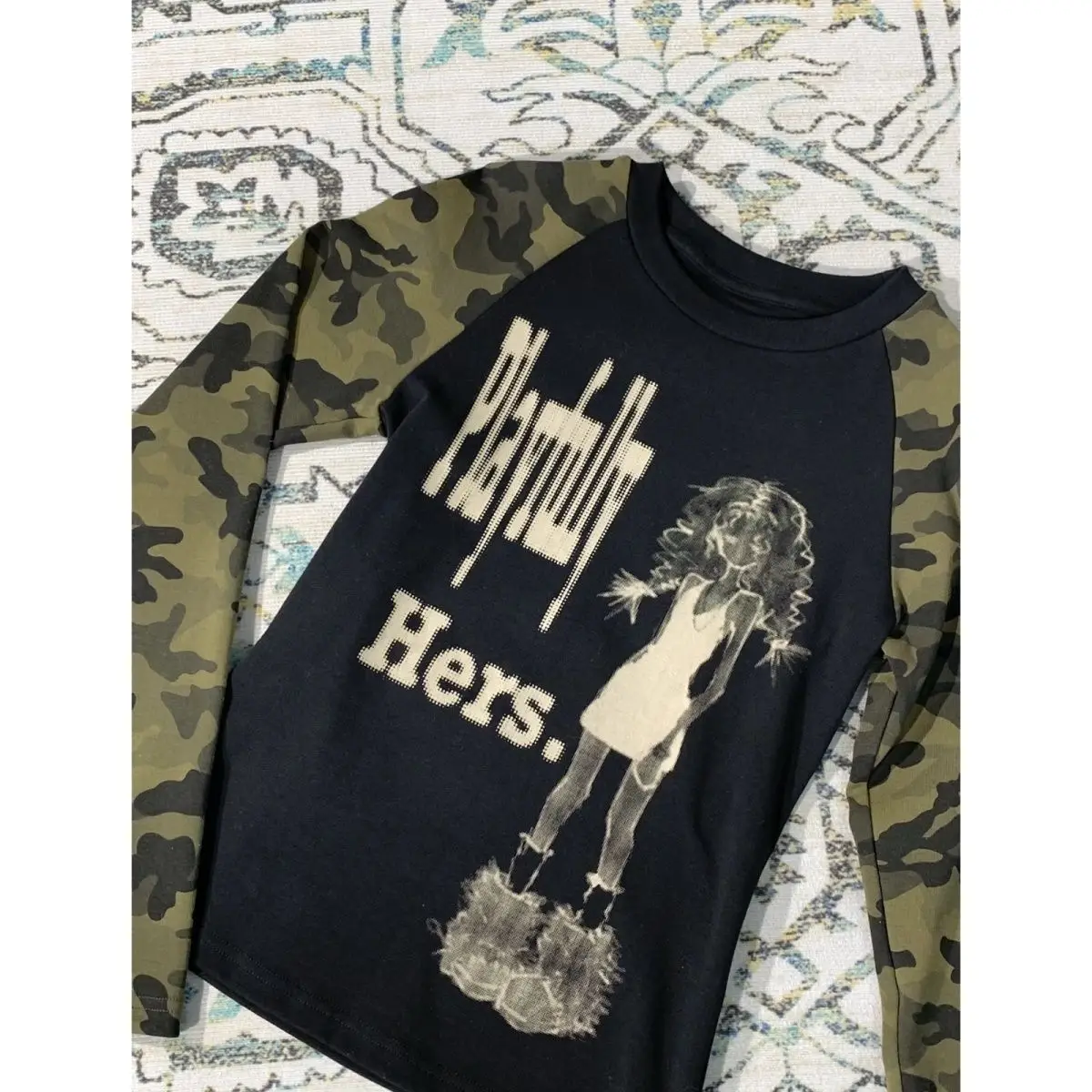 Camiseta vintage de mangas compridas, roupas femininas y2k slim goth punk estética harajuku 2000s top hot girl streetwear grunge emo camisetas