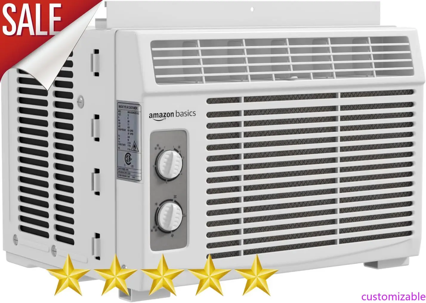 

Customizable 5000-BTU Small Window Air Conditioner, Up to 150 Sqf, Window AC Units with Cool and Fan Functions, Wa