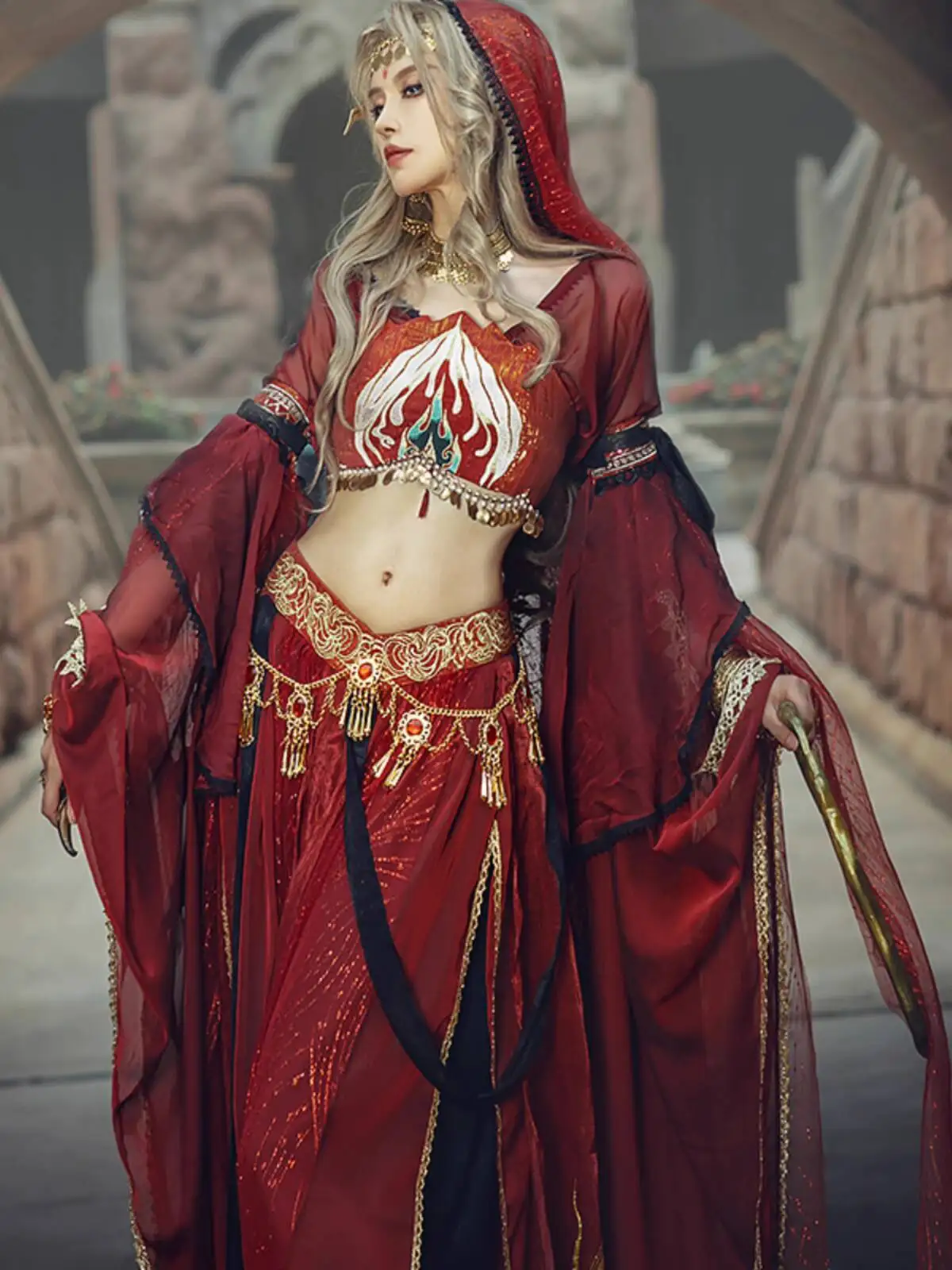 تنورة جديدة على الطراز الغربي للمنطقة الغربية Dunhuang صناعة ثقيلة Hanfu للسيدات عناصر هان فييستا كرنفال الهالوين كوس كوسبلاي