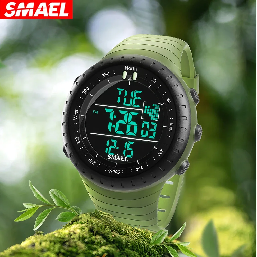 SMAEL  Waterproof Sports Electronic Watch Night Light Alarm Watch 1237 Multi functional Outdoor Watch Men\'s