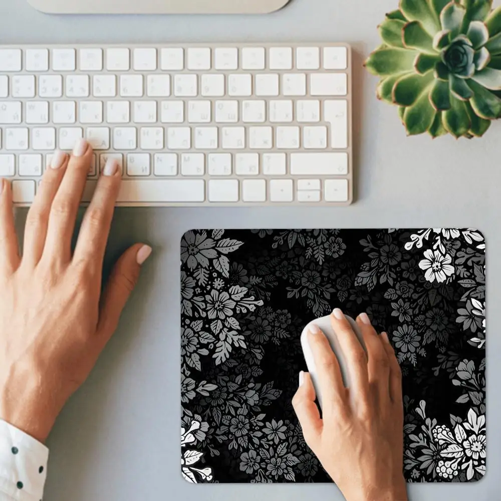 HD Black Pink Cherry Blossoms Glass Mouse Pad Gaming Pad Smooth Frosted Surface Waterproof Desk Tempered Multiple Sizes HYBXAXC