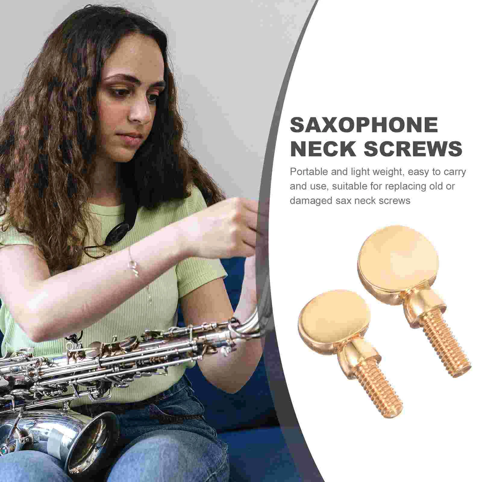 2 Pcs Metal Sax Screw Instruments Neck Strap for Alto Saxophone Copper Trumpet Bend