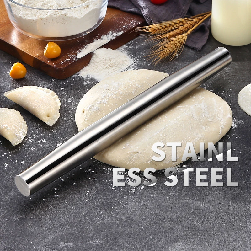 304 Stainless Steel Rolling Pin Non-stick Dough Rolling Machine Pasta Biscuit Roller Tools Pastry Bakery Kitchen Accessories
