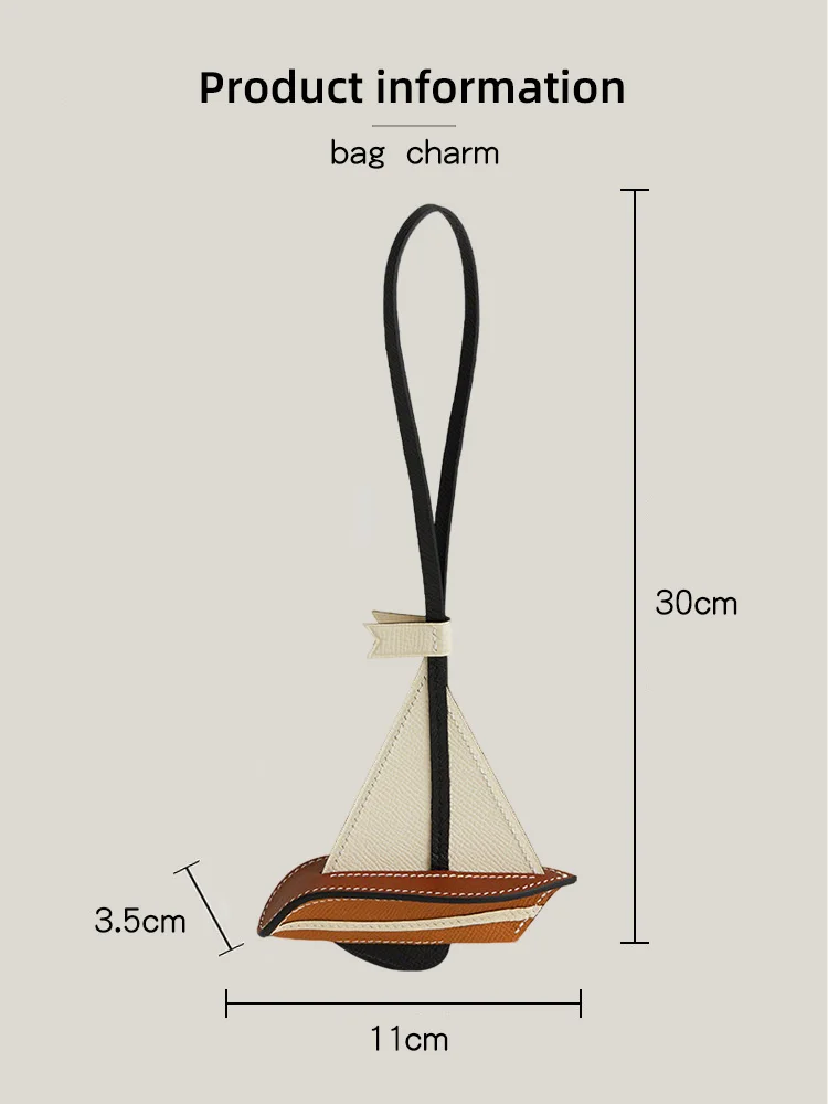 Sail 24 Charm Handmade Sailboat Bag Pendant | Epsom & Barenia Calfskin Luxury Keychain | Bag Accessory for Women