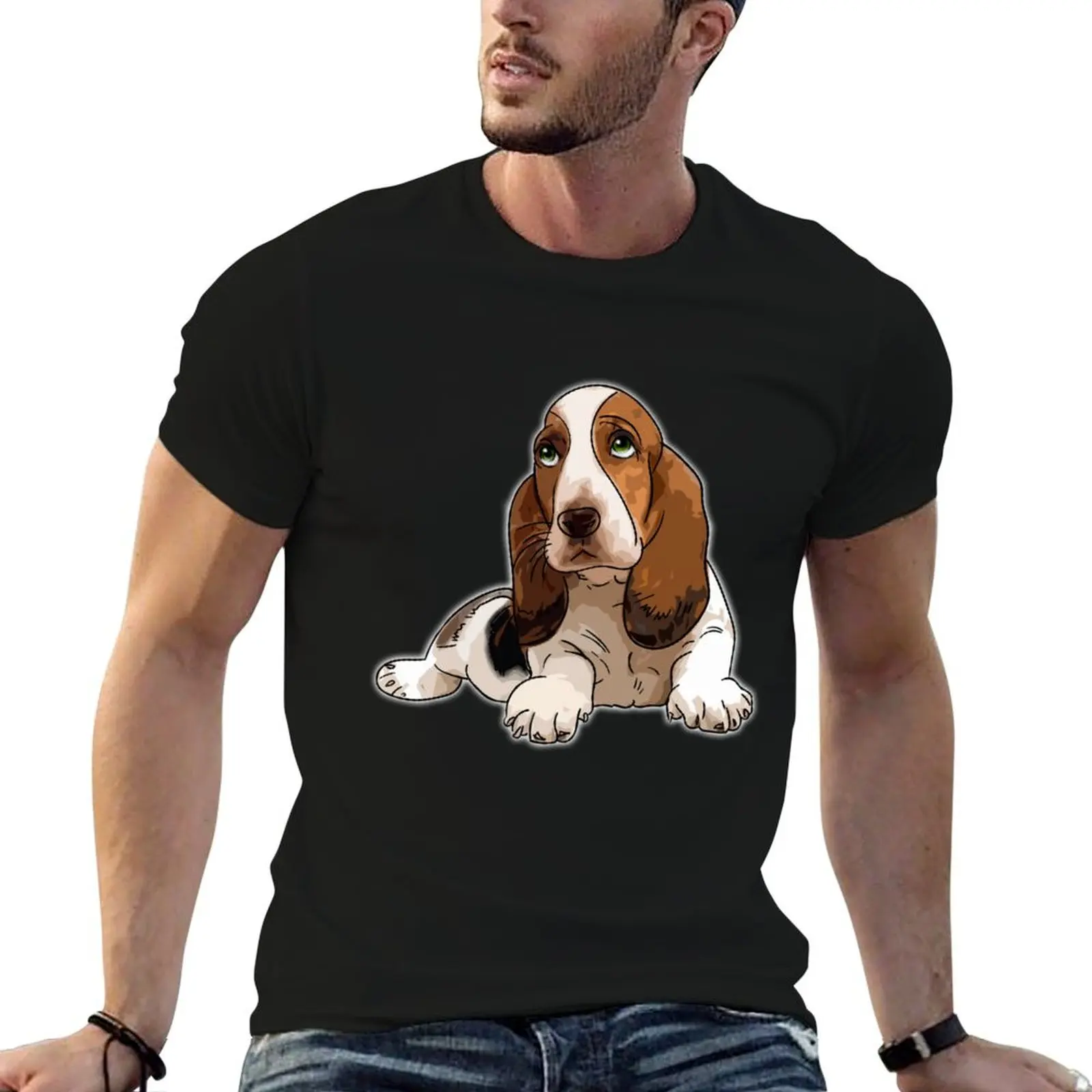 Basset Hound T-Shirt Large Size Casual Tee Shirt