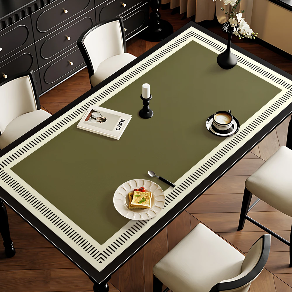 Rectangle Green Table Cover Protector Waterproof Oil-Proof PVC Table Cloth Stain-Resistant Wipeable for Dining Coffee Tabletop