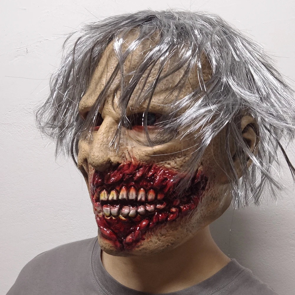 الرعب الدموي التعفير غيبوبة قناع هالوين غيبوبة تأثيري حلي ملحق واقعية مخيف اللاتكس قناع حفلة المزحة الدعائم