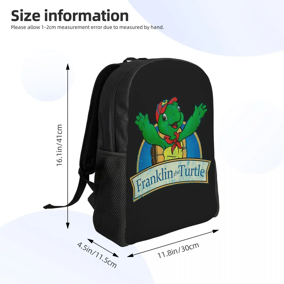 Vintage Franklin The Turtle Backpack Daypack Large Capacity Kids BookBag School Bag Shoulder Bags for Men Women