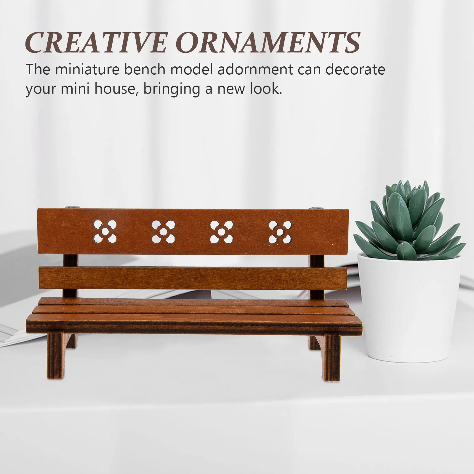 Compact Wooden Bench Ornament Lightweight Micro Landscape Decor for Tiny Home Scene Mini Garden Bench