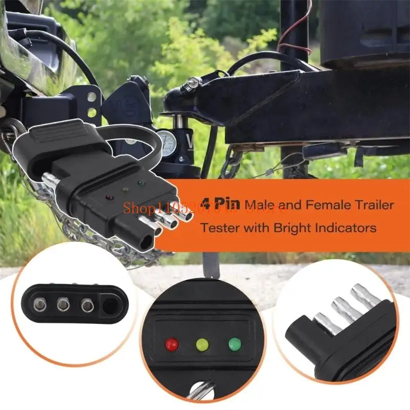 37cd Small 4 Wire Trailer Plugs Tester with Real Time LED Feedback 4 Pin Trailer Connector Tester for Easy Troubleshooting