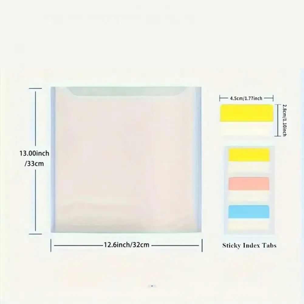 حقيبة تخزين مستندات مقاومة للماء مزودة بعلامات تبويب لاصقة ، منظم ورق قصاصات ، سعة مغلف شفاف