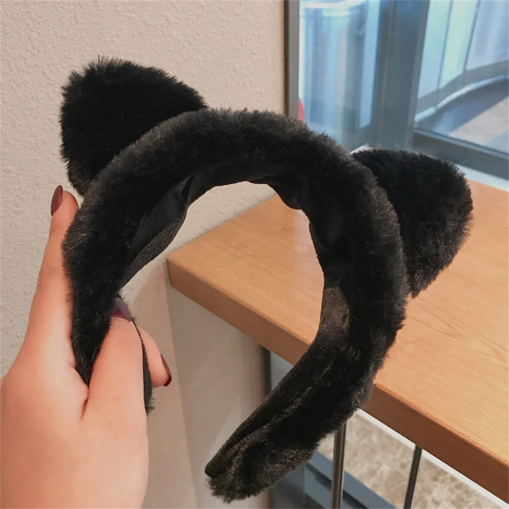 Cute Hairbands Cat Ears Coral Fleece Soft Headband SPA Bath Shower Make Up Wash Face Headband Headdress Girls Hair Accessories