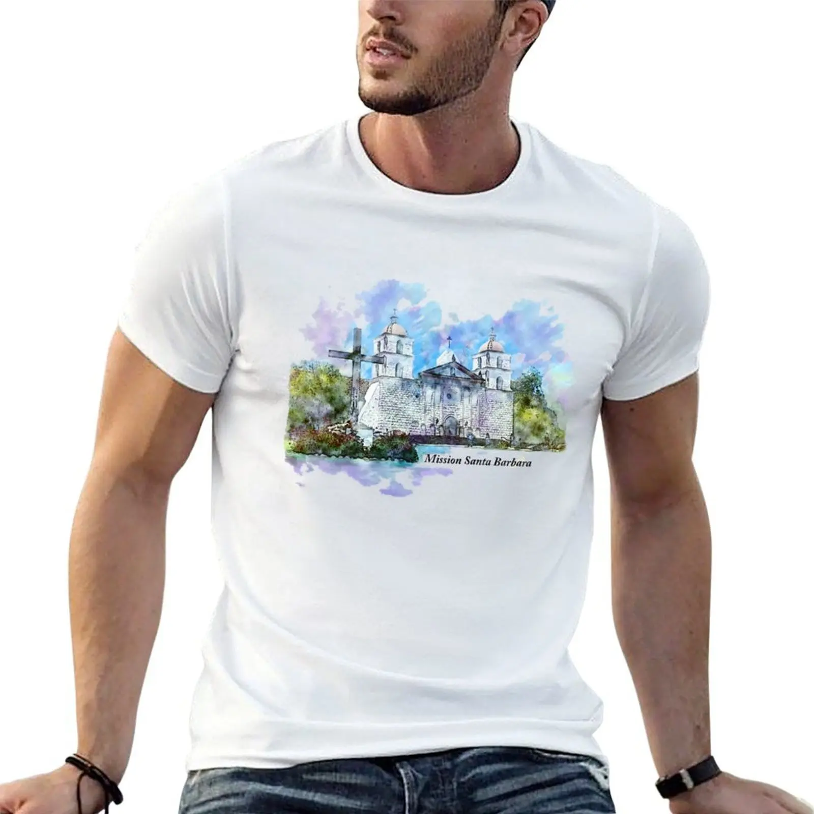 Mission Santa Barbara T-Shirt basketball graphic tees plain mens graphic t-shirts anime