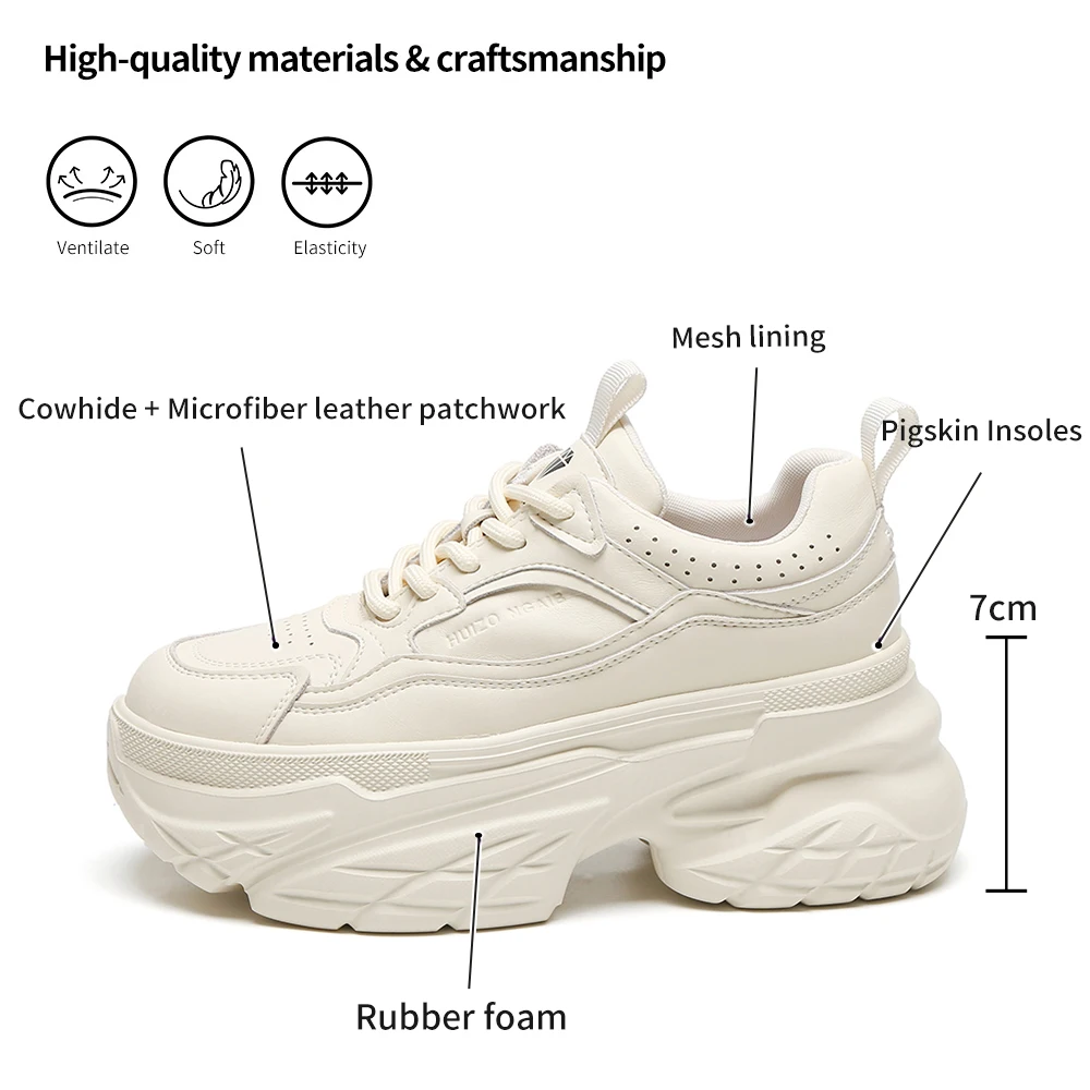 SOMILISS Womens Chunky Platform Sneakers Genuine Leather Microfiber Leather Patchwork Ladies Autumn Fashion Casual Sneaker Shoes