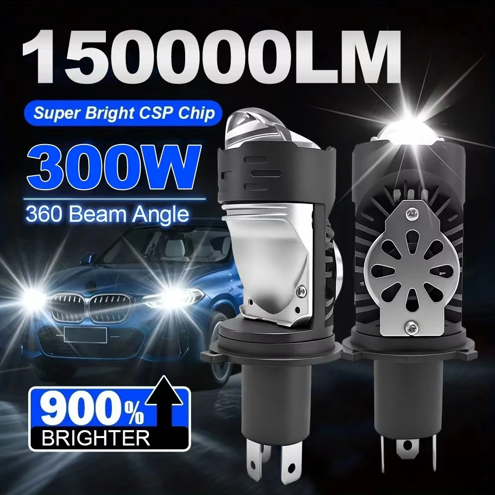 

2 шт. Новые автомобильные мини-линзы LED H4, лампы для фар, дальний и ближний свет, проектор, турбовентилятор, 6500K, белый свет