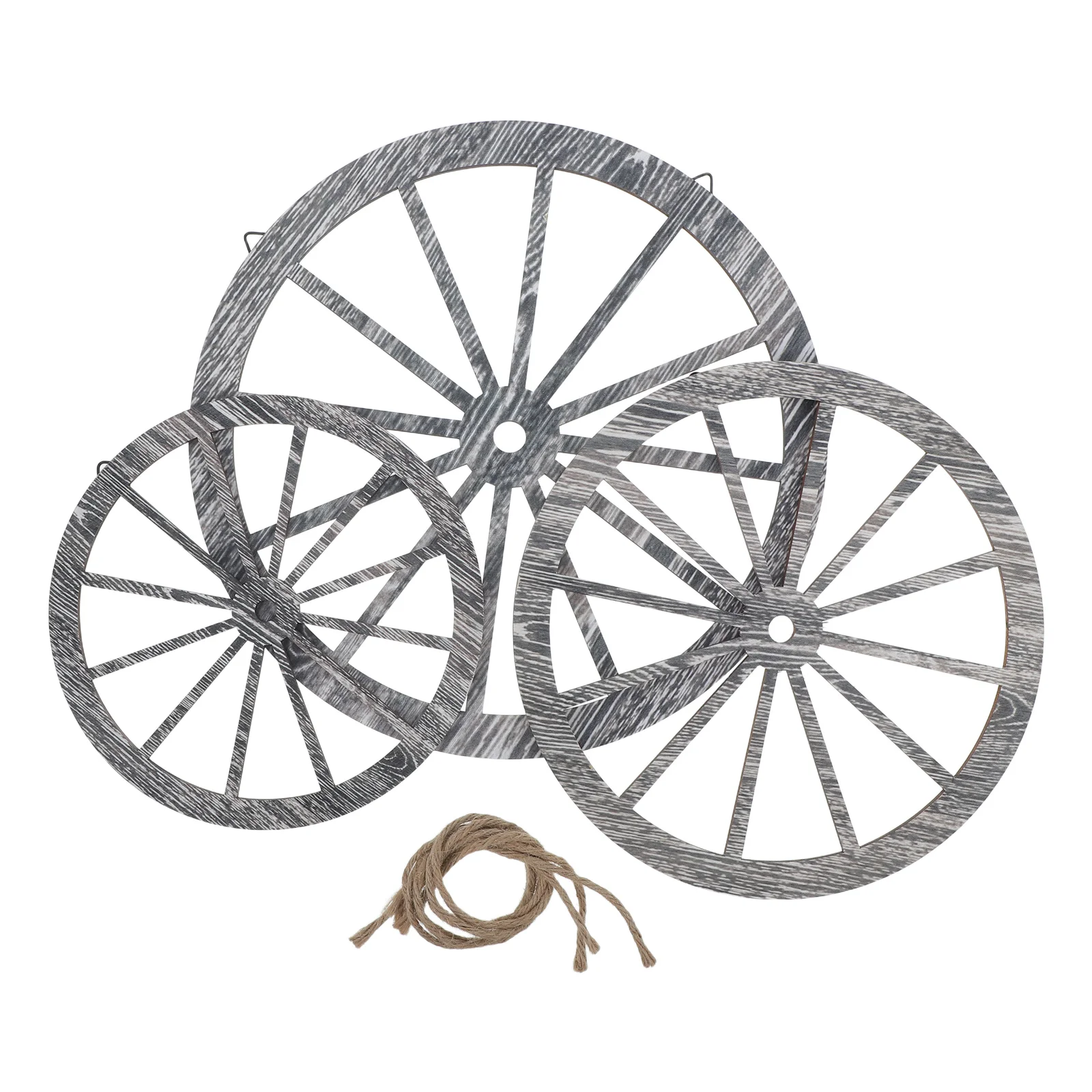 

3pcs Wagon Decor Vintage Wooden Sculptures Farmhouse Garage Patio Bedroom Ornament Western Style Wheel Wall Hanging Wood Wagon