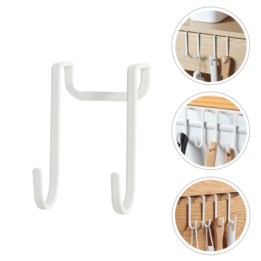 2 Pcs No Trace Hook Kitchen Cabinet Hooks Home Storage Hanger Sturdy Cupboard Coat Hangers Punching Hanging for Iron Door