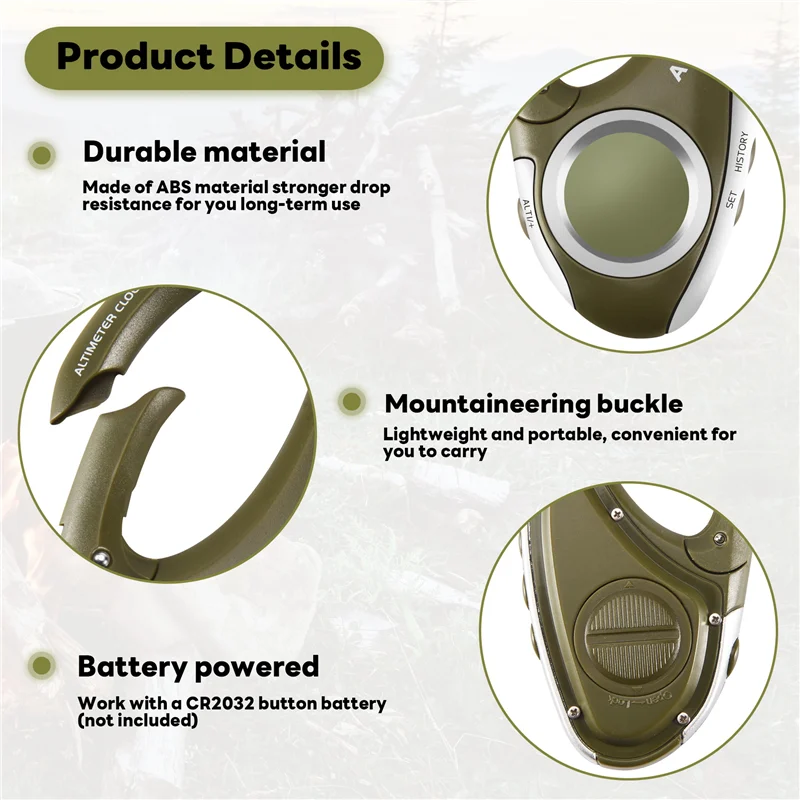 A61Z 전자 고도계 카라비너 ​​고도계 휴대용 온도계 야외 낚시 일기 예보 모드 미터 야외 Gad