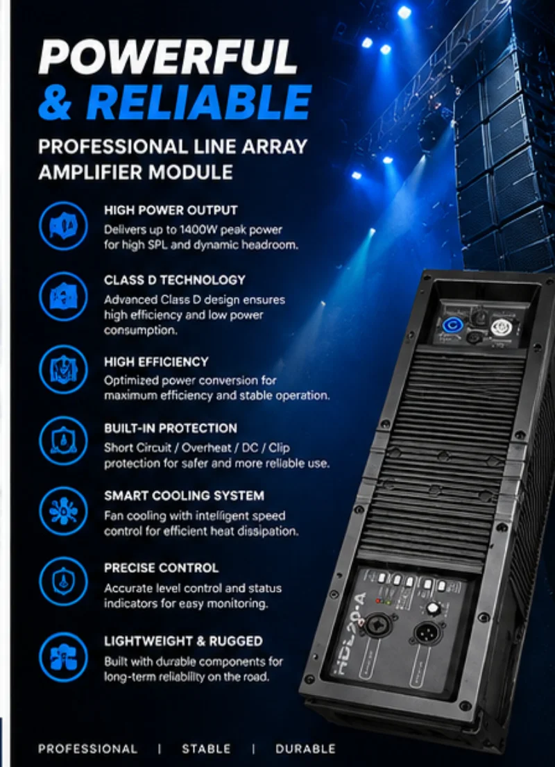 HDL20-A DSP Professional Class D Digital Power Amplifier Module Suitable for Line Array Speaker Audio Amplifier For Stage