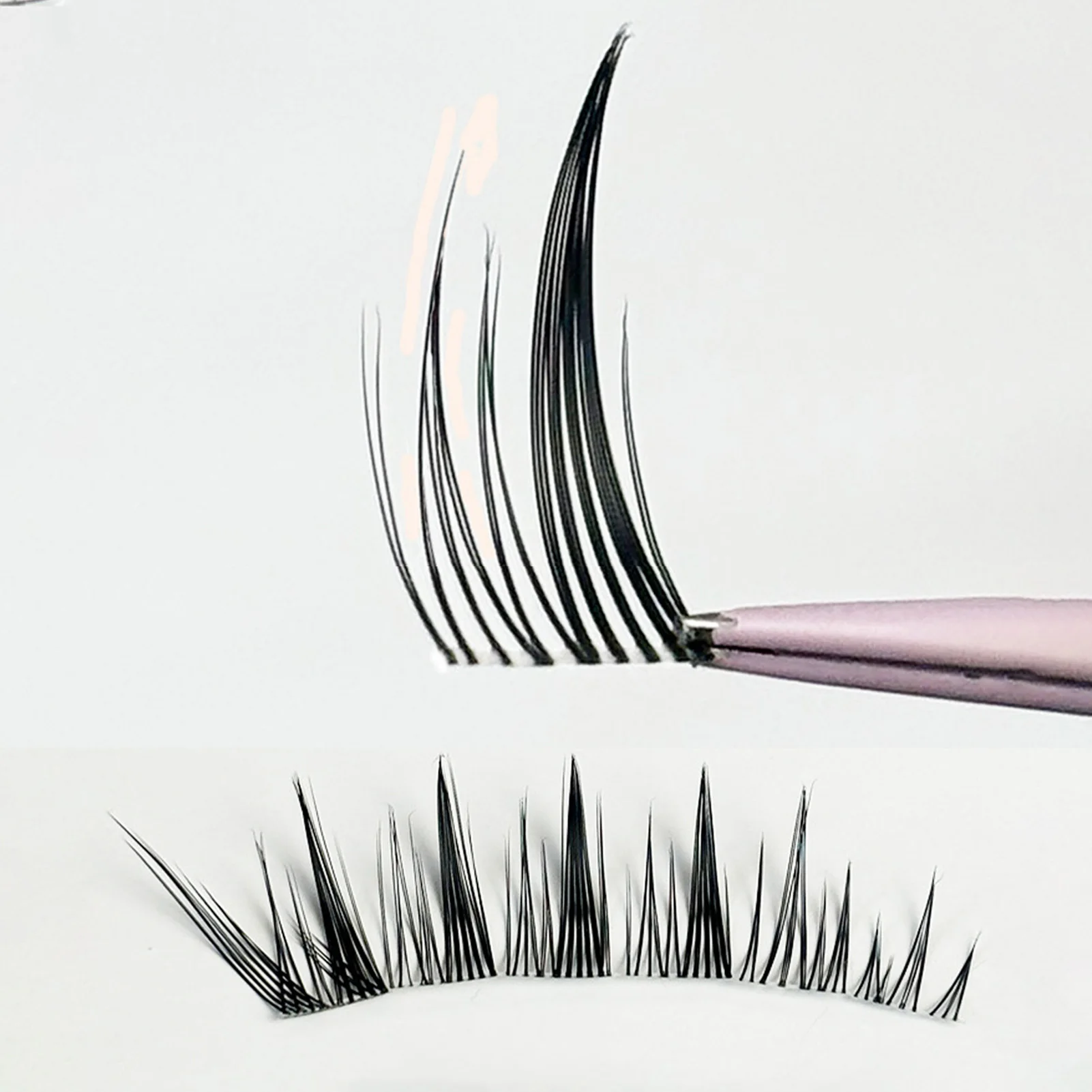 Ciglia finte naturali con design a fasce trasparenti per l'aspetto degli occhi di volpe Ciglia fai-da-te per salone di trucco quotidiano e a tema