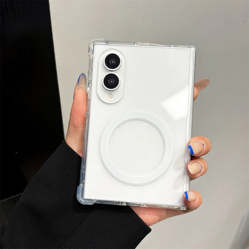 Clear Magnetic Shockproof Case for Samsung ZFold8 Ultra 7 6 5 4 3 for Magsafe Edge Protection Wear Resistant Flexible Slim Cover