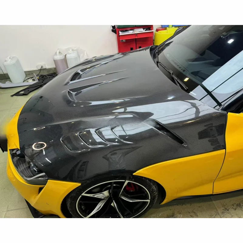 

For Toyota Supra A90 2012-2019 LW Style Real Carbon Fiber Dual Side Front Hood