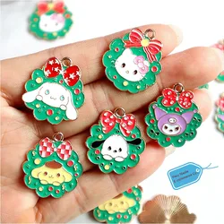 Maior Sanrio Kitty Kuromi Natal Liga Pingente, Encantos do Natal, Colar DIY, Pulseira Jóias, Chaveiro Acessório, 10pcs