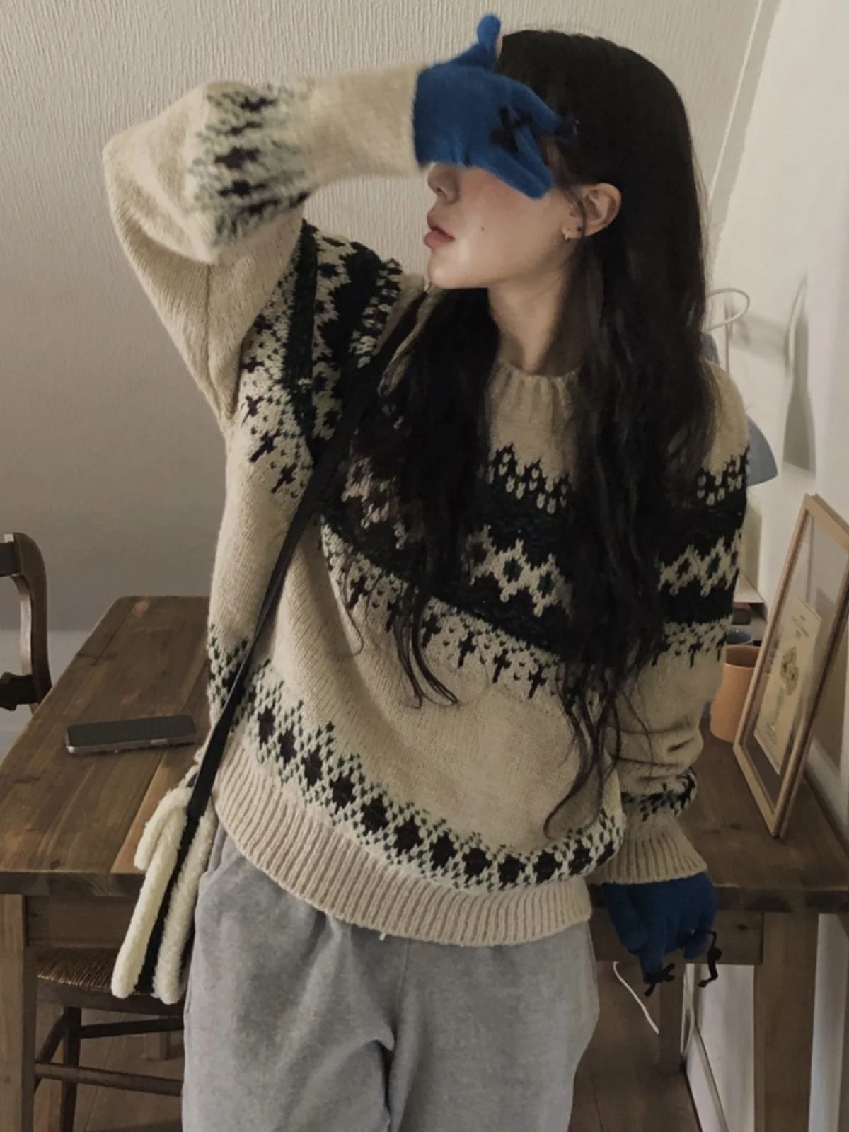 

Loose Casual Thiened round Ne Pullover Knitted Sweater Women's Faionable Winter Top Warm Cozy Korean Sle Knitwear