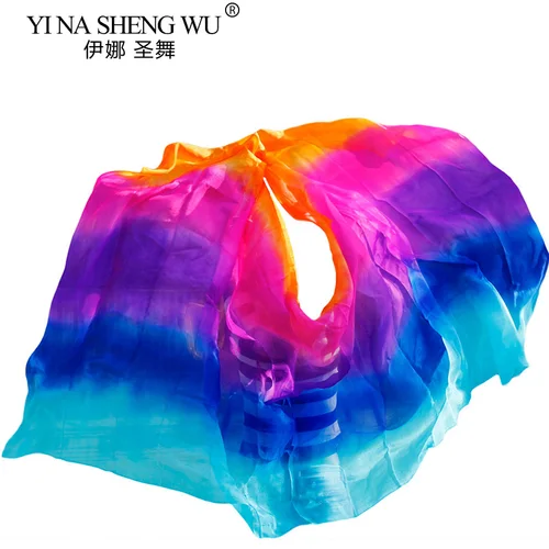 Velos de seda para danza del vientre, velo de textura ligera, 100% de seda Real para danza del vientre, velo de colores mezclados, accesorios de actuación de danza personalizados