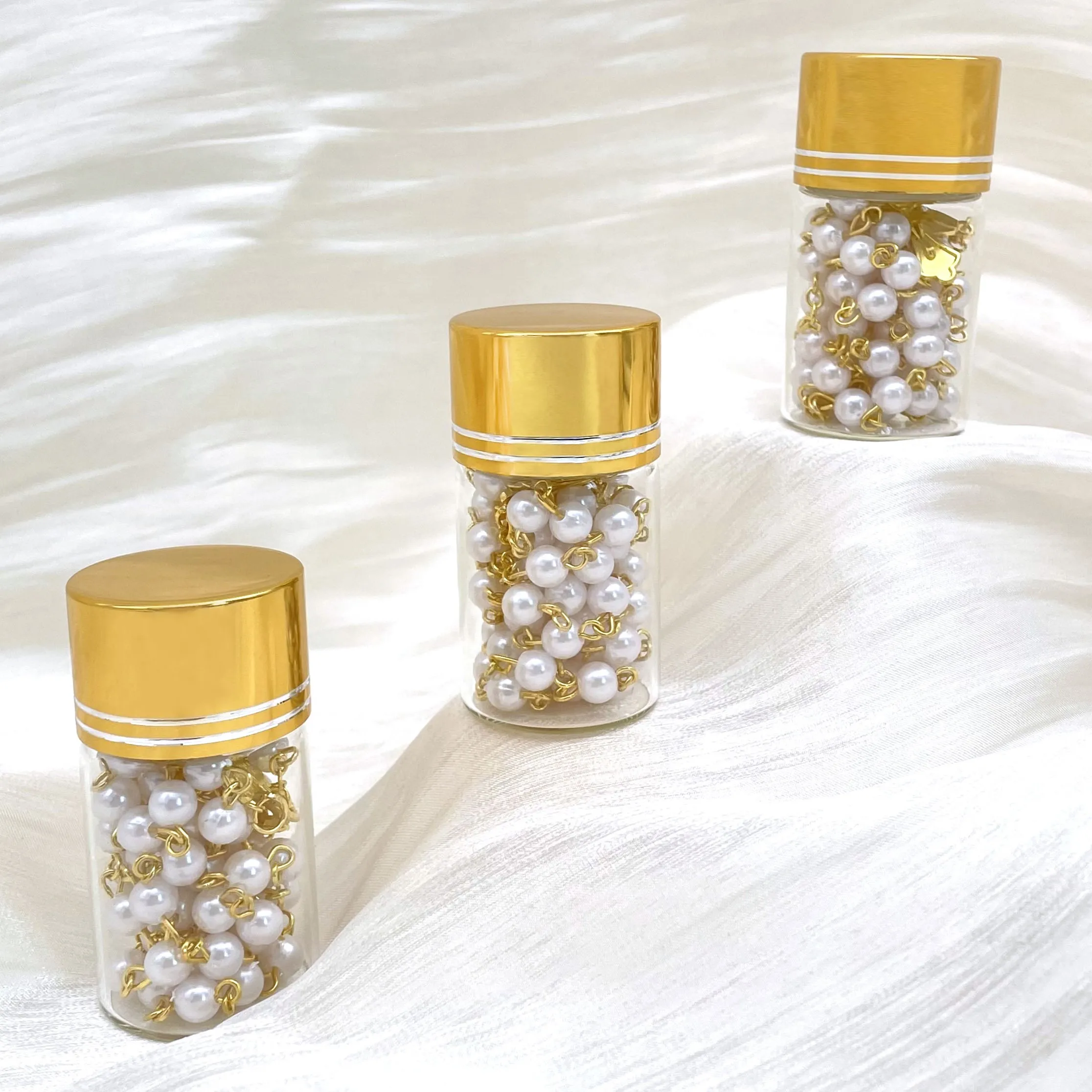 12 قطعة كبيرة الحجم 6 مللي متر الخرز المعمودية سيدة غوادالوبي اللؤلؤ الوردية في الفضة/الذهب غطاء الزجاج جرة زجاجة مطرز قلادة مع Cr #2