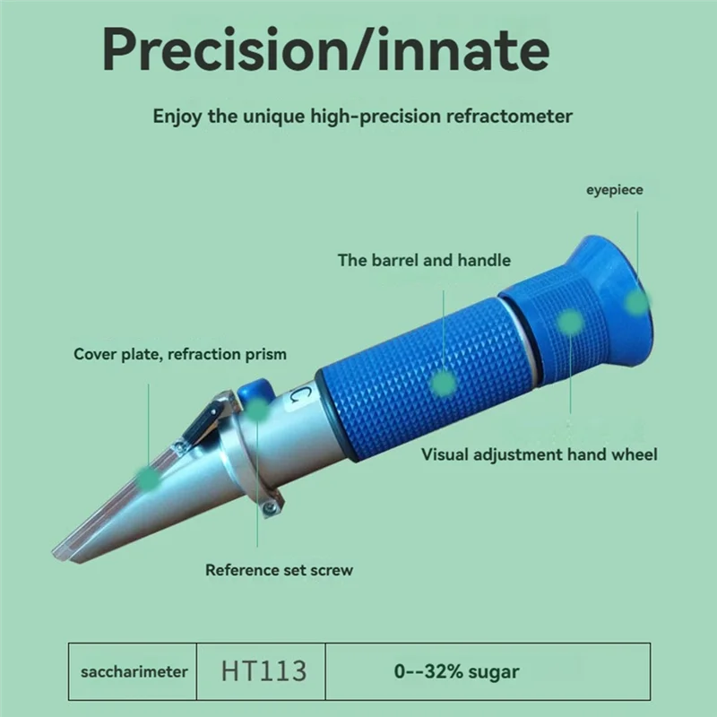 

Y42A-0-32% Fruit Sugar Meter Juice Sweetness Tester Aluminum Handheld Sugar Refractometer Cutting Fluid Concentration Meter