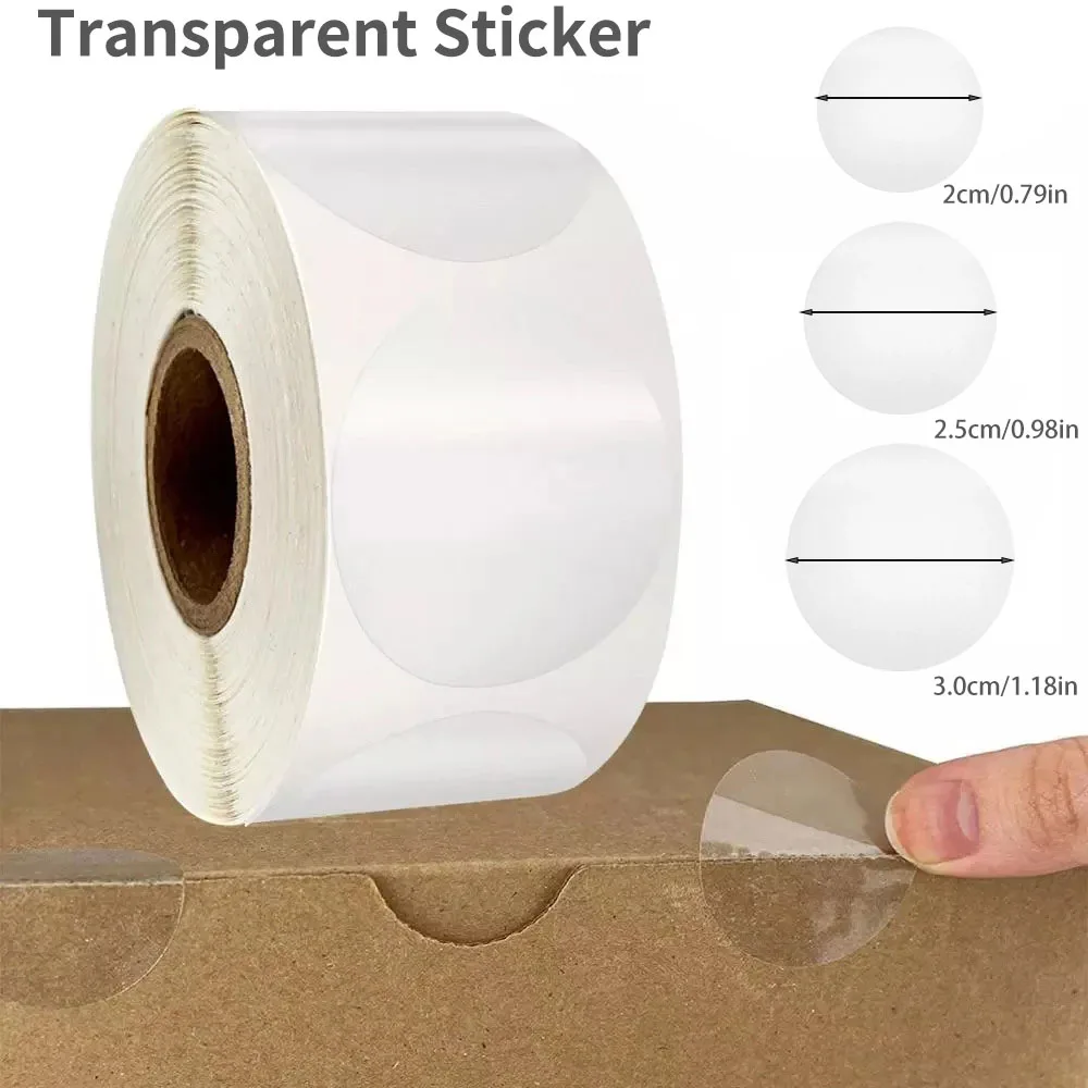 YITAPE 500 Stück Kristallklare Transparente Runde PVC-Siegelaufkleber Selbstklebende Umschlagsiegel-Etiketten für Einzelhandelsverpackungen