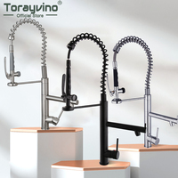 Torayvino Kitchen Faucets Brass Tall Pull Out Spray Single Handle Swivel Spout Sink Faucet Cold Hot Water Tap Mixer Torneira