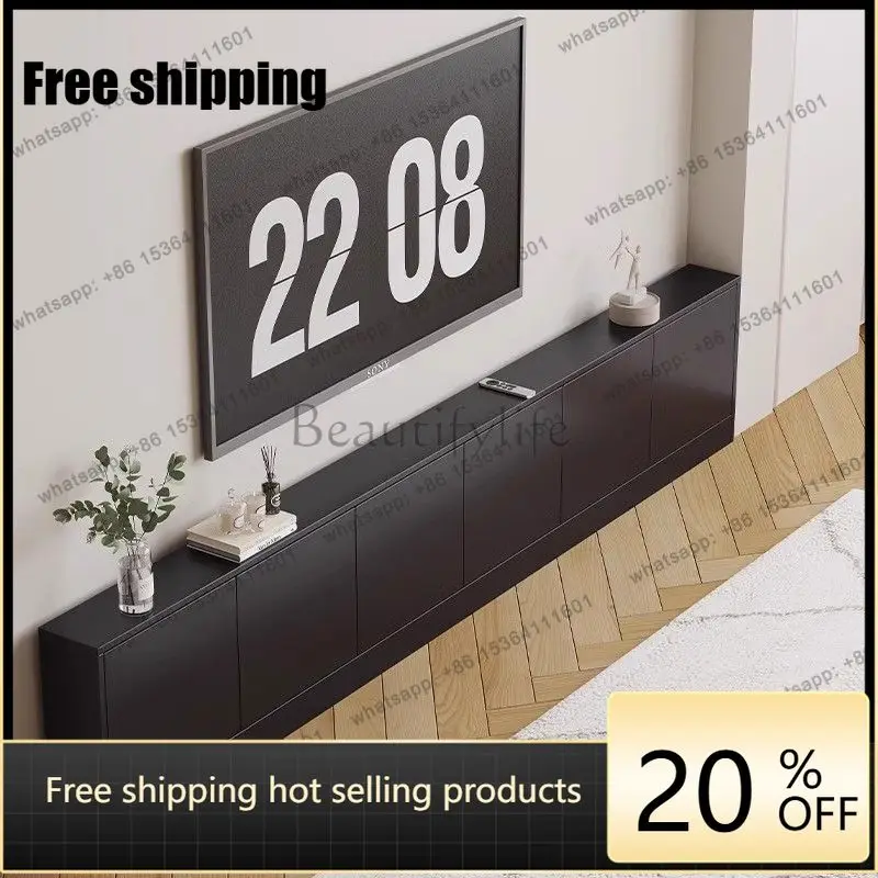 hot  Small apartment living room solid wood cabinet storage thin floor TV cabinet