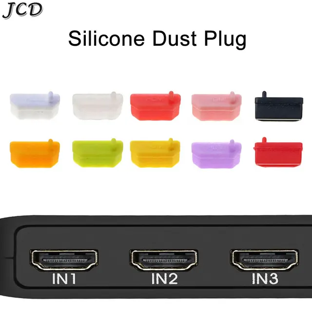 JCD 10 sztuk silikonowa zatyczka przeciwpyłowa uniwersalny pyłoszczelny port USB pokrywa interfejsu HDMI czarna do laptopa komputer stancjonarny