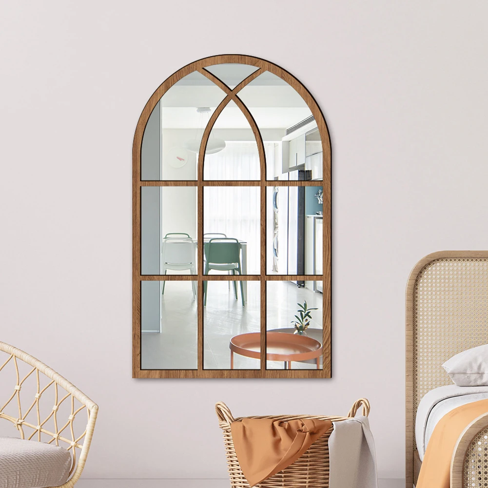 

Наклейка на стену в виде зеркала с имитацией деревянной рамы в стиле окна для креативного и художественного оформления дома