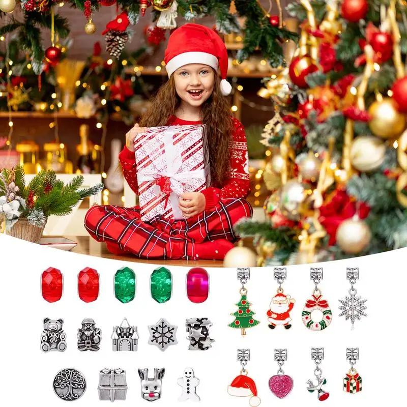 

Christmas Jewelry Advent Calendar 24 Days Surprise Blind Box Countdown Calendar Charms Bracelet Set Creative Ornaments Kid gift