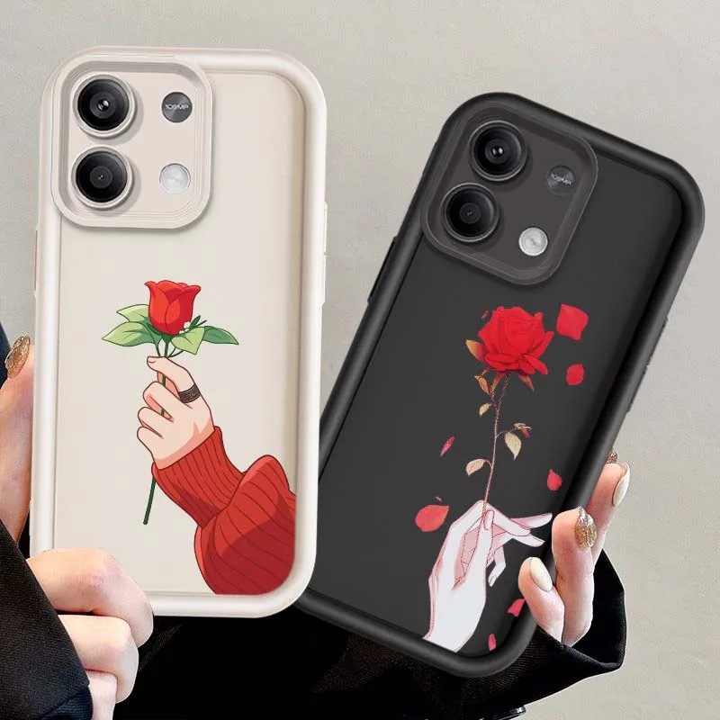 Romantic Beautiful Artistic Roses Cover For Xiaomi Redmi Note 14 13 12 Pro Max Turbo Speed 5G 4G Soft Eye Ladder Phone Case